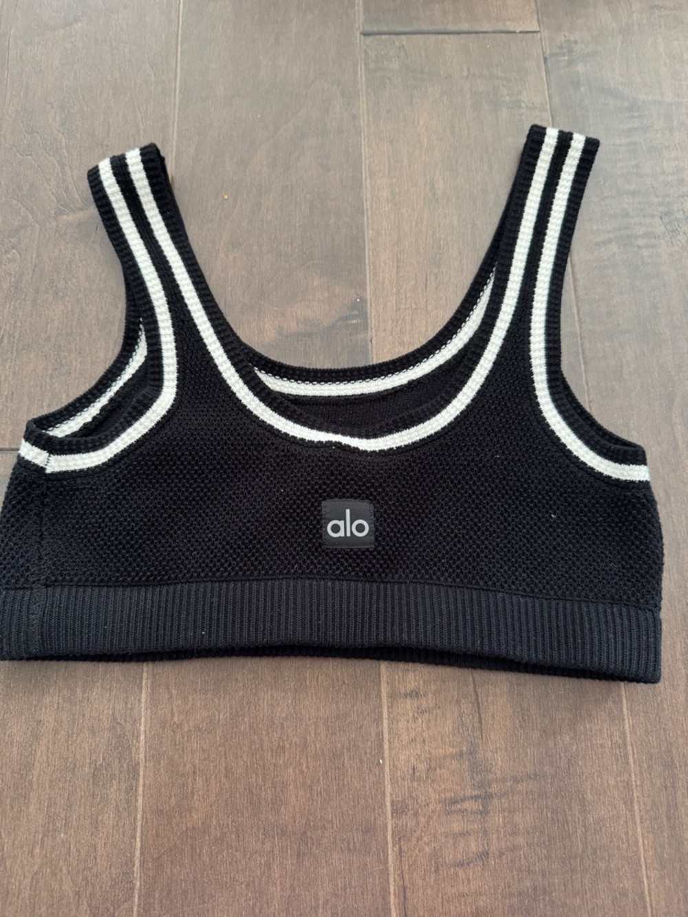 ALO Yoga Black Tennis Club Sweater Knit Skirt and bra top - Picture 4 of 5